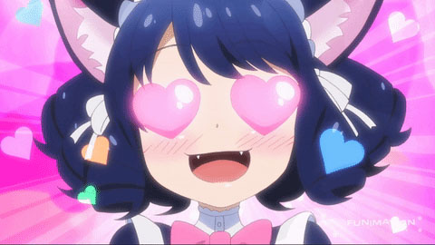 Anime girl with heart eyes